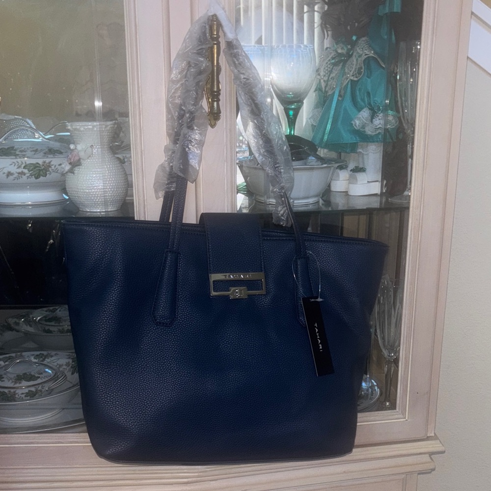 Tahari Navy Blue Tote Bag